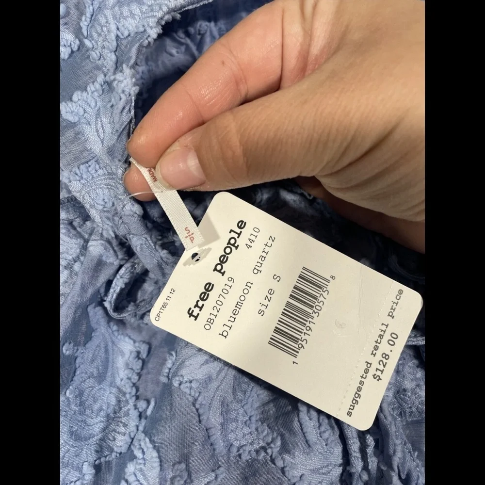 NWT Free People [ Small ] Calli Balloon‎ Sleeve Top in Bluemoon Quartz